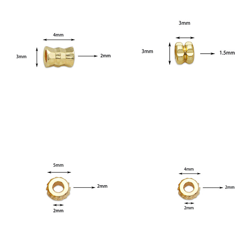 Wholesale Copper Plated 18K Gold 4mm Three Section Spacer Batch Flower Scattered Beads, 10 Pieces Per Package